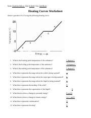 Heating Cooling Curve Worksheet Answers - Matter Interpreting Heating And Cooling Curves Review ...