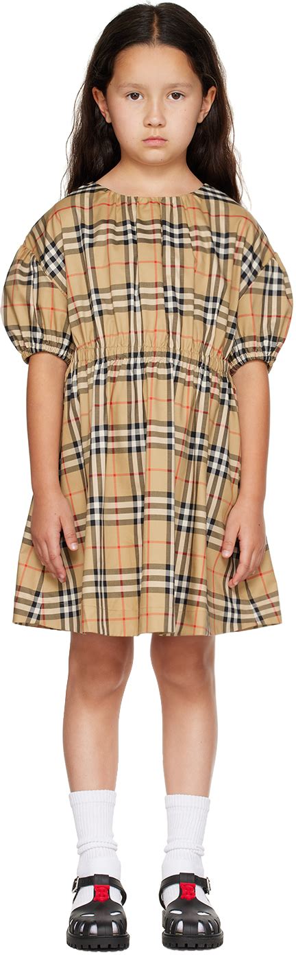 Kids Beige Check Dress by Burberry | SSENSE