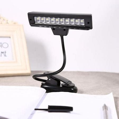 WALFRONT Clip-on Lamps,Clip-on Lamp,Portable 10 LED Clip-on Music Stand Clamp Light Bedroom Desk ...