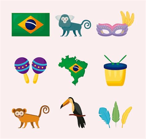 Premium Vector | Brazilian culture set icons