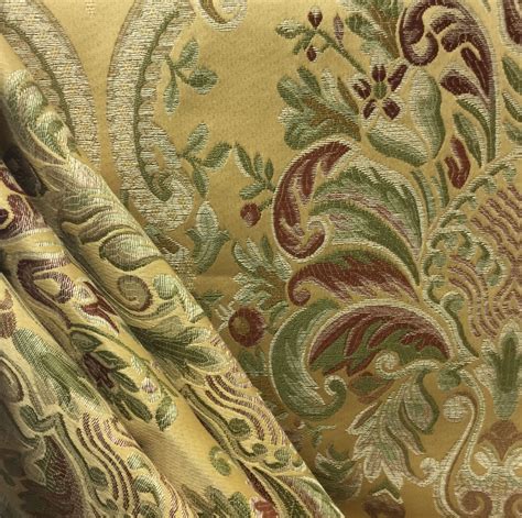 Yellow and Green Damask - Upholstery - Fabric by the Yard | Damask ...