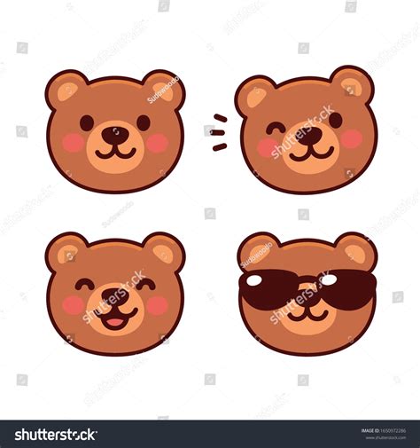 Cute Cartoon Bear Face Set Mascot Stock Vector (Royalty Free ...