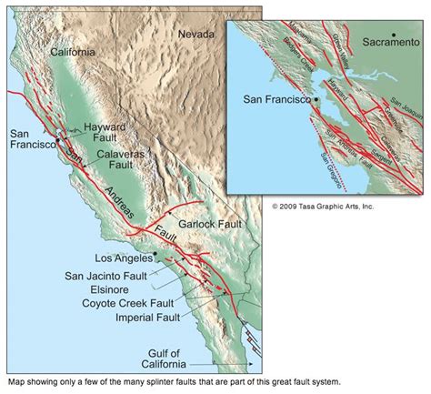 San Andreas fault map by Tasa Graphic Artists #map #california #geosciences | San andreas fault ...