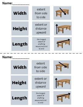 Width, Height, Length "Cheat Sheet" for Students (FREEBIE) | TPT