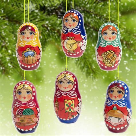 Ornaments Set Russian Matryoshka - Russian Christmas Ornaments- PAinted Christmas Ornaments