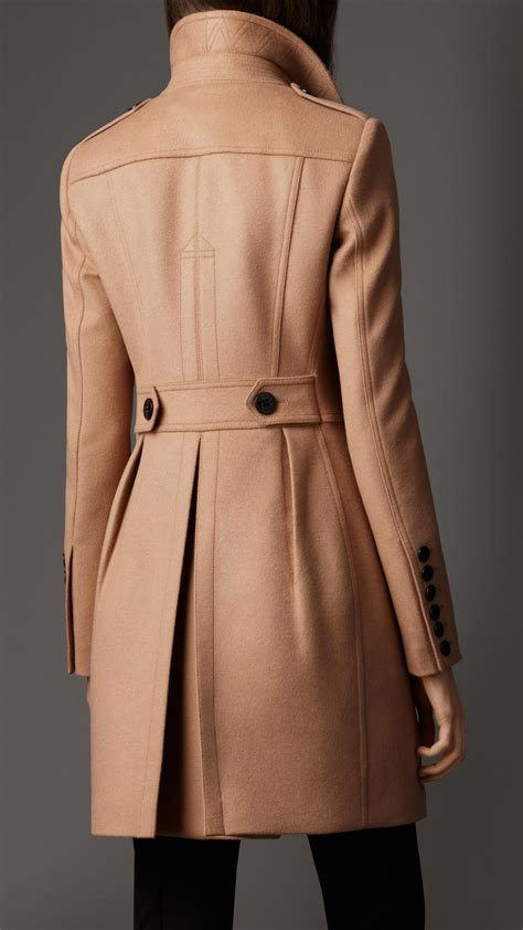 Burberry Pleat Detail Wool Cashmere Coat in Beige (camel) | Lyst