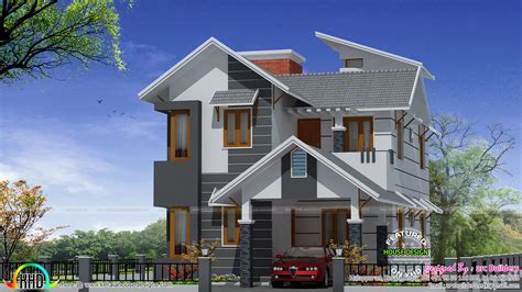 Modern sloping roof house in 2262 sq-ft - Kerala Home Design and Floor Plans - 9K+ Dream Houses