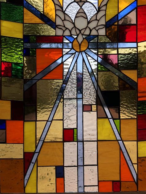 Colorful Church Stained Glass Window Panel