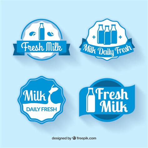 Free Vector | Four milk stickers