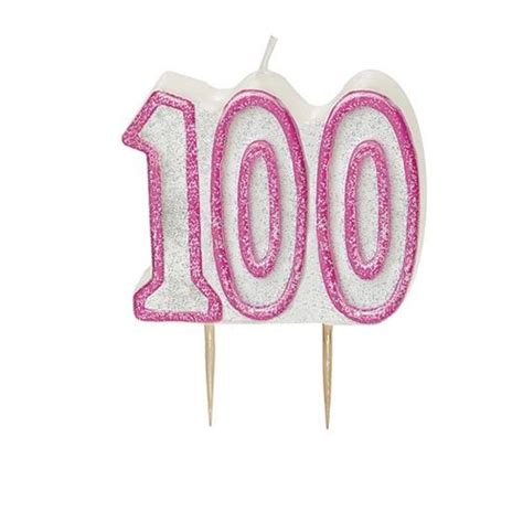 Pink Glitz Number 100 Candle 100th Birthday Cake Candles | Birthday | Love Kates