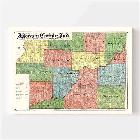 Vintage Map of Morgan County, Indiana 1909 by Ted's Vintage Art