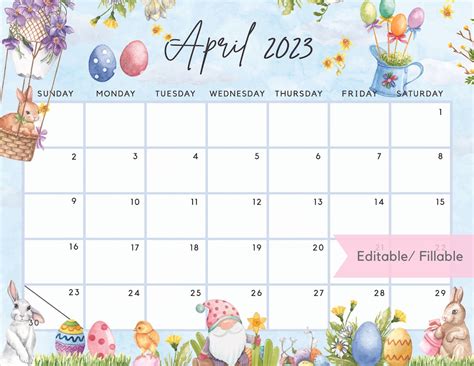 April Calendar Easter - Dione Frankie