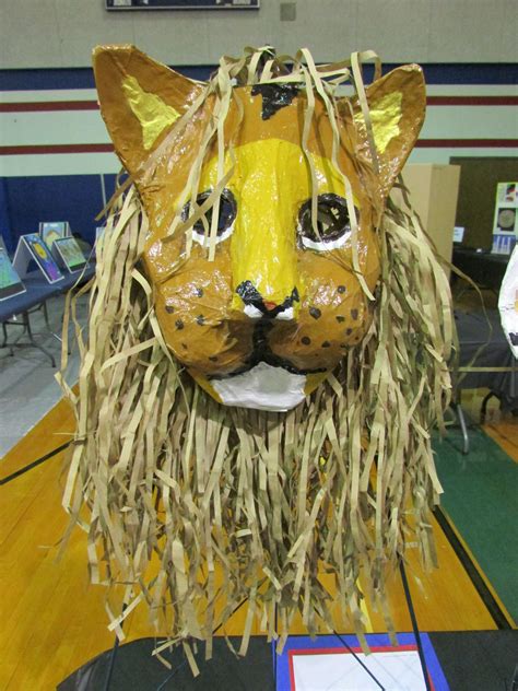 My 3rd grade student's paper mache lion mask; lesson by art teacher ...