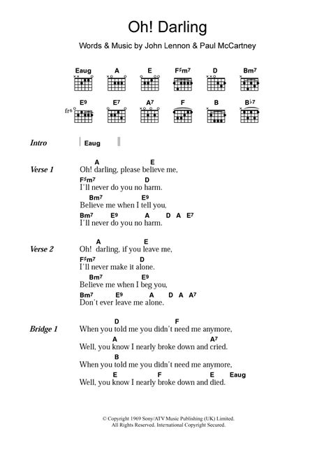 Oh! Darling by The Beatles - Guitar Chords/Lyrics - Guitar Instructor