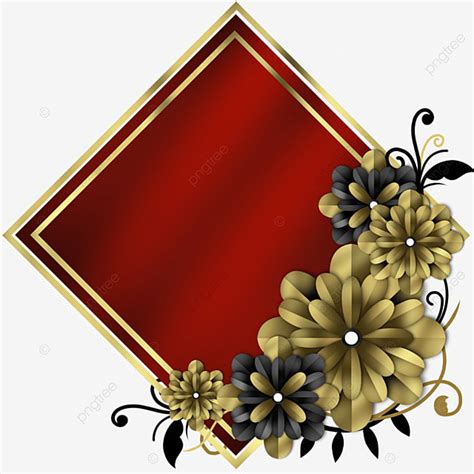 Flower Maroon Clipart Vector, Premium Frame With Maroon Gold Flower, Invitation, Balck Gold ...