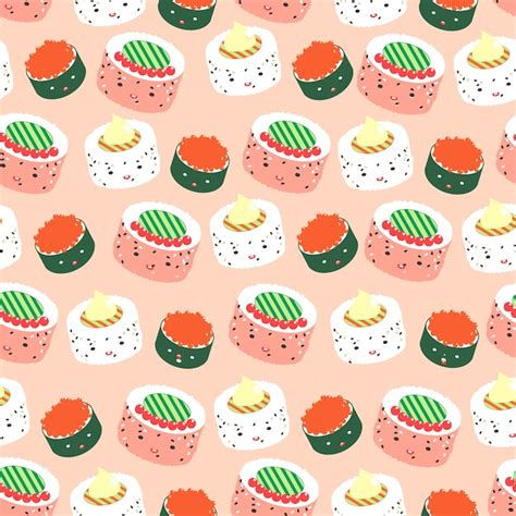 Premium Vector | Cute japanese food pattern background