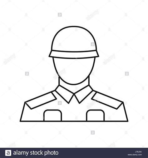 Soldier icon in outline style isolated on white background. Military ...