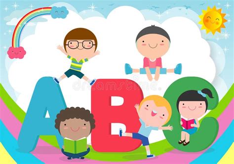 Children Cartoon With ABC Alphabet Stock Vector - Illustration of ...