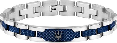 Maserati Bracelet pour homme, Collection JEWELS, en Acier inoxydable, PVD gris, PVD bleu ...