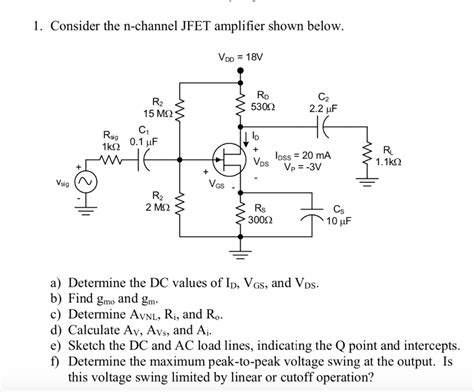 Solved 1. Consider the n-channel JFET amplifier shown below. | Chegg.com