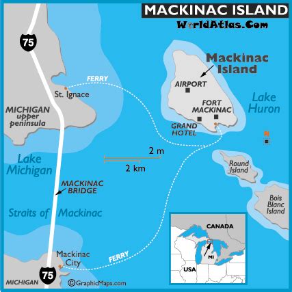 Mackinac Island Map Ferry and Hotels Travel Information Page