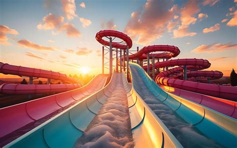 Premium AI Image | Beautiful water park with colorful water slides