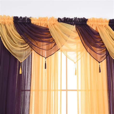 15 Color Solid Sheer Voile Net Curtains/Drape/Panel/Scarf/Valance, Swag Swags, Swags with Tassle ...