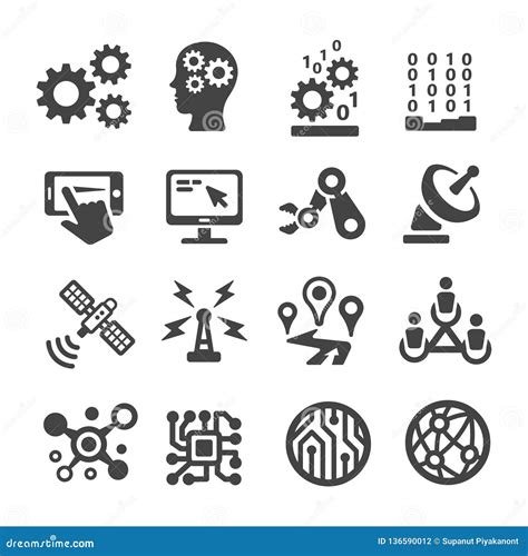 Technology icon set stock vector. Illustration of data - 136590012