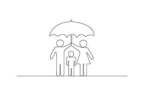 Premium Vector | Continuous one line drawing care about family life assurance protection ...