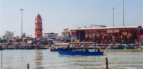 Holy place where people worship Sacred river ganges Stock Photo | Adobe ...