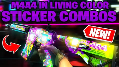 M4A4 IN LIVING COLOR STICKER COMBOS - CS:GO - YouTube