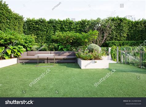 Modern Sofa Furniture On Rooftop Garden Stock Photo 2124893846 | Shutterstock