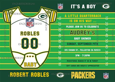 Green Bay Packers Baby Shower Invitation - Etsy