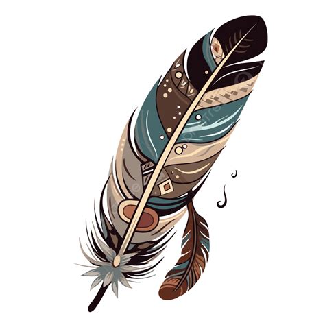 Eagle Feather Vector, Sticker Clipart An Indian Feather With Tribal Designs Cartoon, Sticker ...