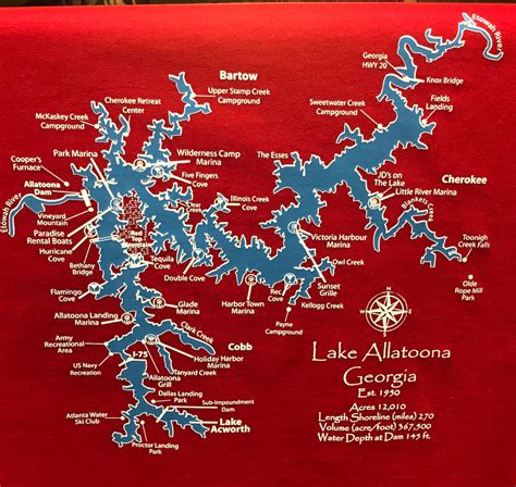 Lake ALLATOONA MARINA MAP - Etsy