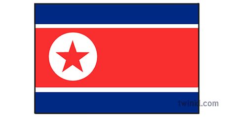 bendera korea utara Illustration - Twinkl