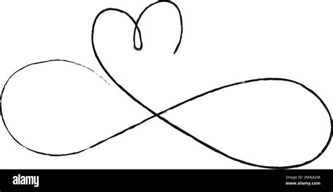 Black thin lines two hearts love infinity symbol on white background ...