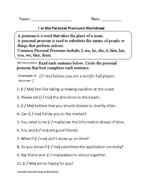 Pronouns Worksheets