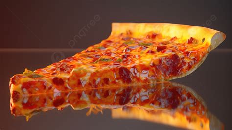 Slice Of Pizza With Reflection On Surface Background, 3d Render Delicious Pizza Slice, Hd ...