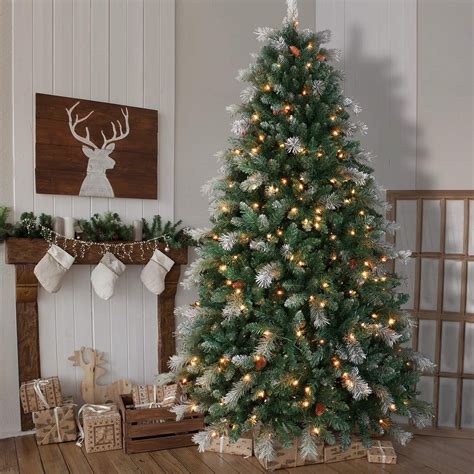 OasisCraft Pre-lit Snowy Aspen Spruce Christmas Tree 9 Foot & 800 Light ...