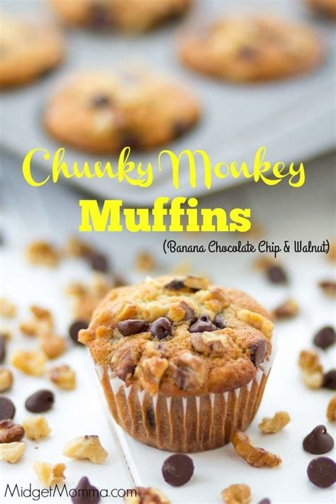 Chunky Monkey Muffins (Banana, Chocolate chip, Walnut) • MidgetMomma