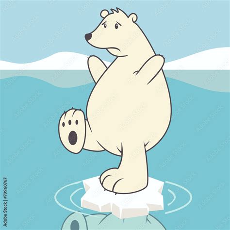 Sad polar bear, global warming Stock Vector | Adobe Stock