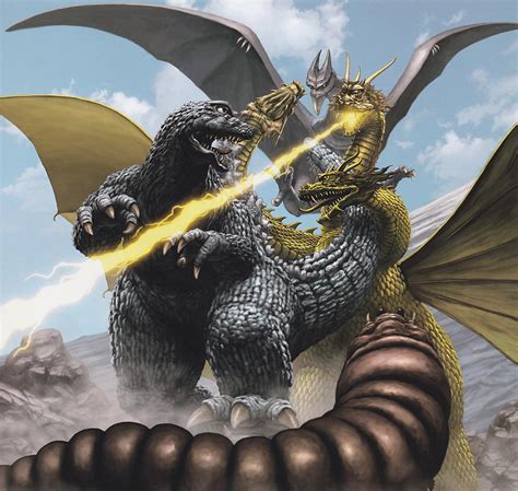 GODZILLA, RODAN, and MOTHRA vs KING GHIDORAH by Yuji Kaida : r/GODZILLA