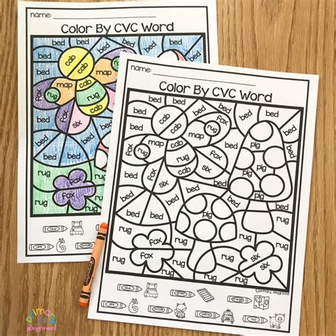 Free Printable Color By Code CVC Words - Primary Playground