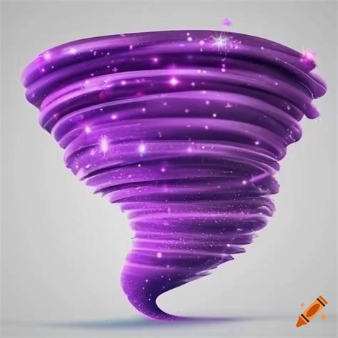 Purple glittering tornado on white background on Craiyon