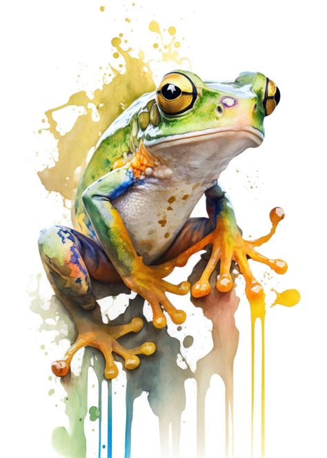 'Frog in watercolor' Poster, picture, metal print, paint by Volodymyr ...