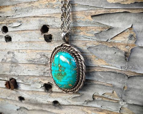 Vintage Turquoise Pendant Necklace for Women, Native American Indian ...