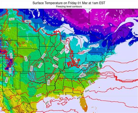 Indiana Surface Temperature on Thursday 19 Jan at 7am EST