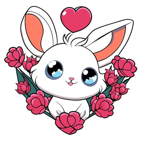 Premium Vector | Llustrate a charming fluffy bunny surrounded