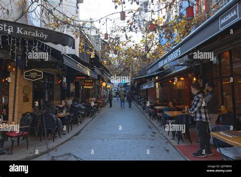 Karakoy street. Cafes and restaurants in Karakoy district of Istanbul ...